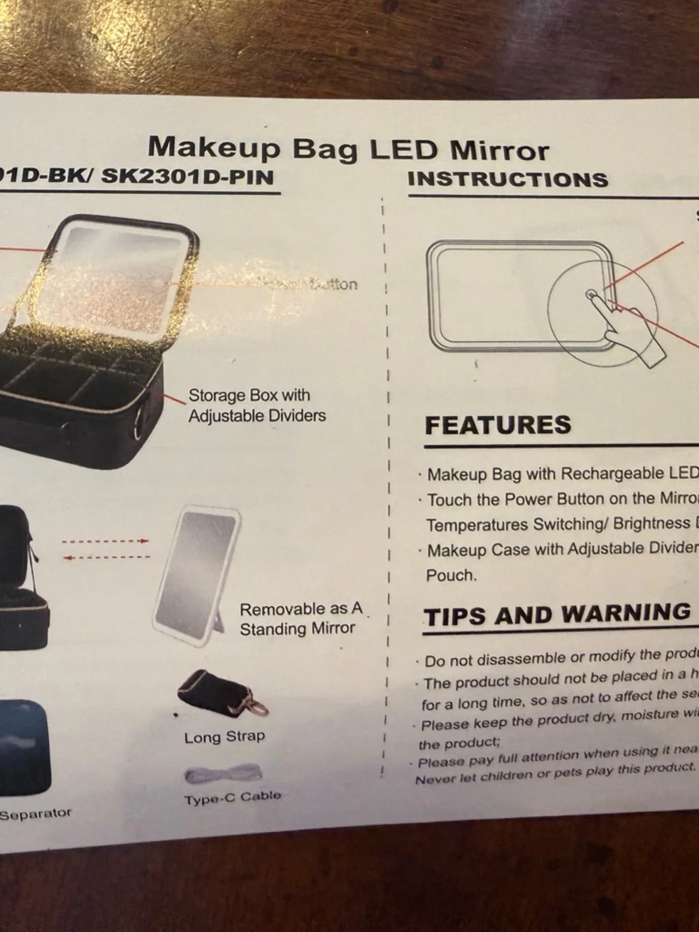 travel Make up bag LED mirror Spiegel
